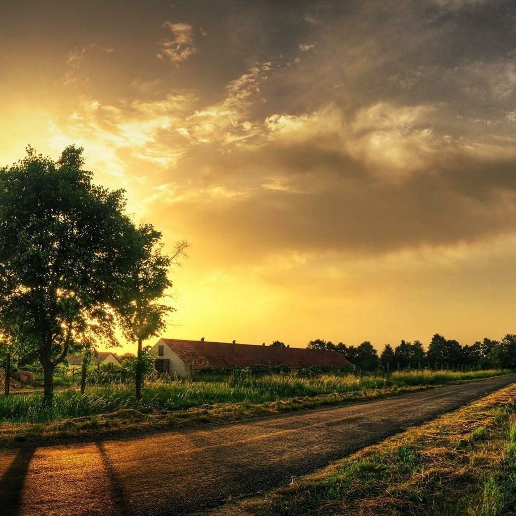 Sunset on the countryside wallpaper Wallpapers Design