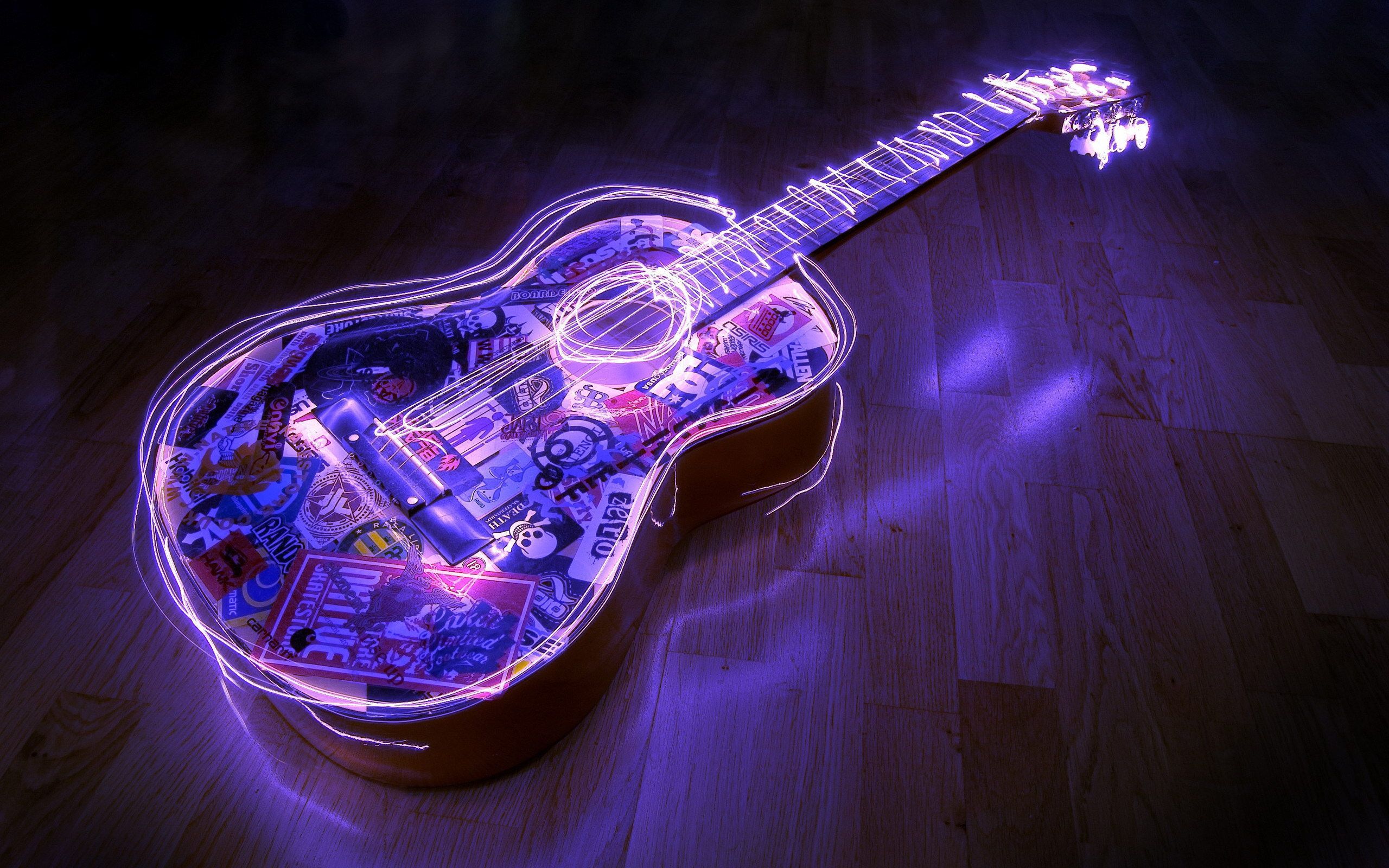 43 Lighted Guitar, 3D, Desktop, HD Wallpaper wallpapers 1208 ...