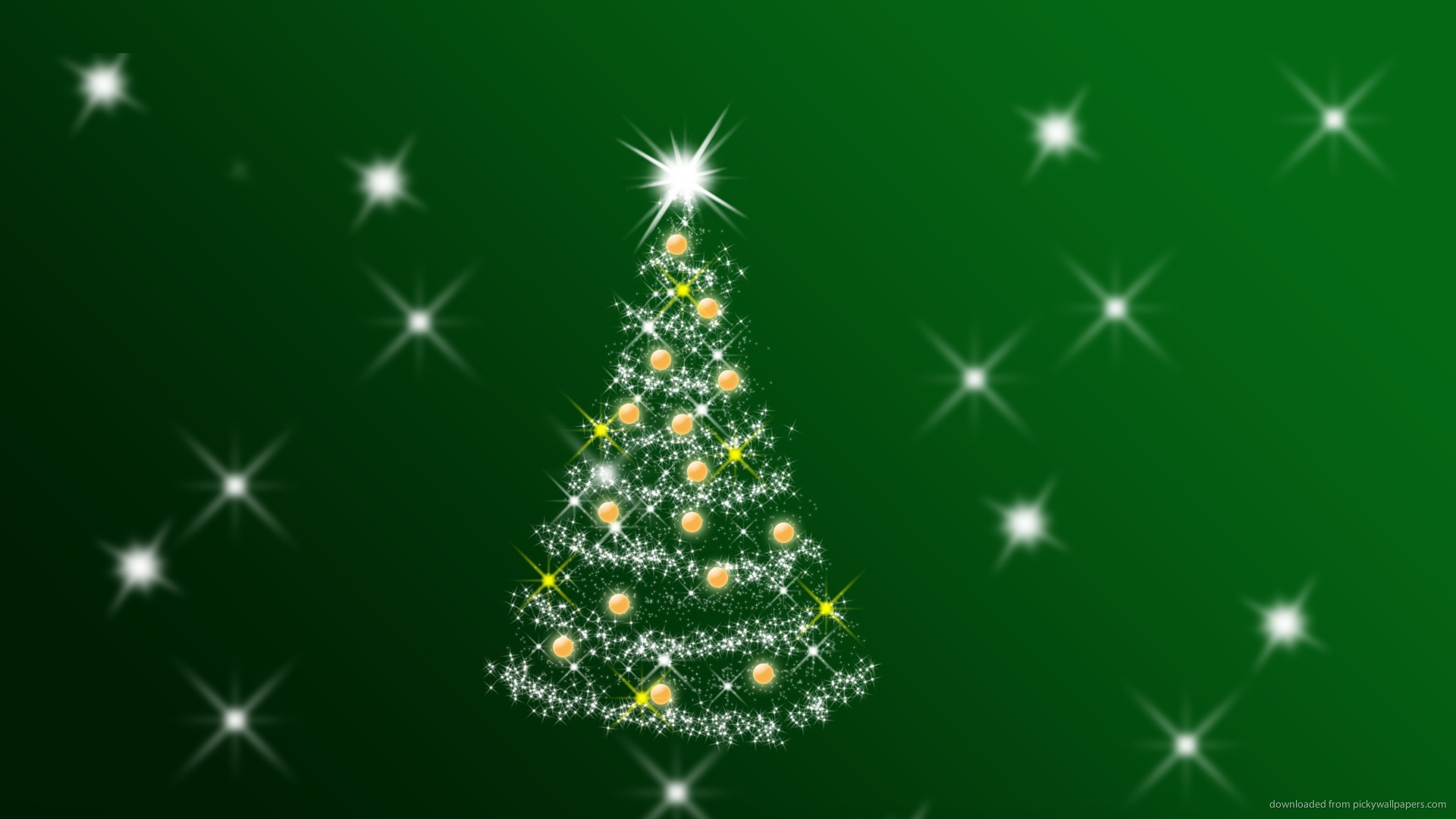 Green Christmas Background With Tree And Stars Picture For iPhone