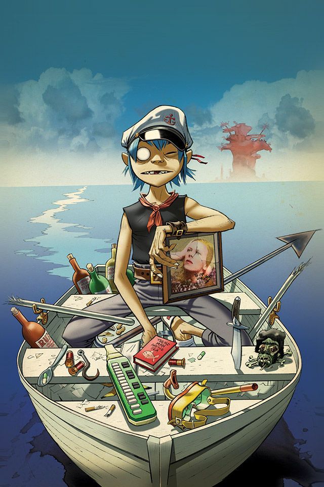 FREEIOS7 | gorillaz-boat - parallax HD iPhone iPad wallpaper