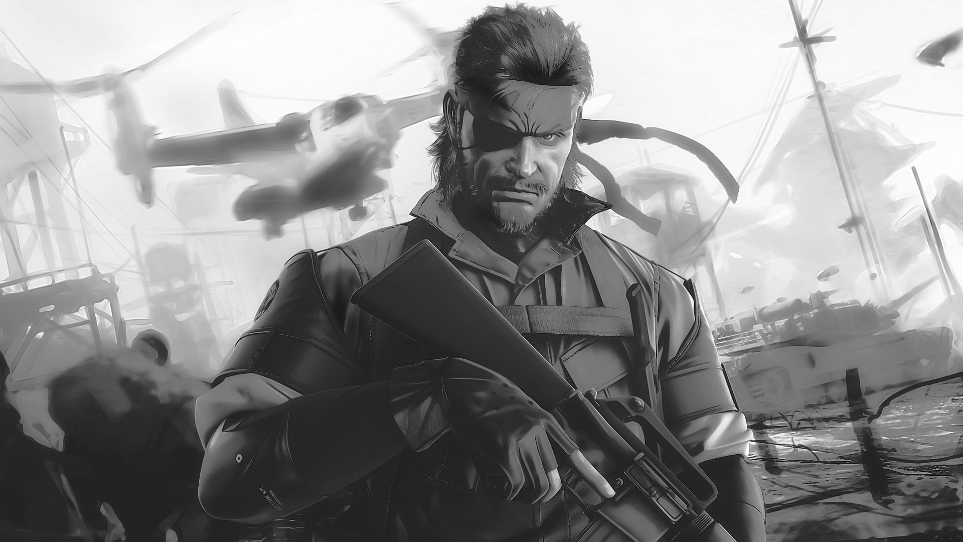 Video games Metal Gear Solid monochrome artwork Peace Walker Big ...