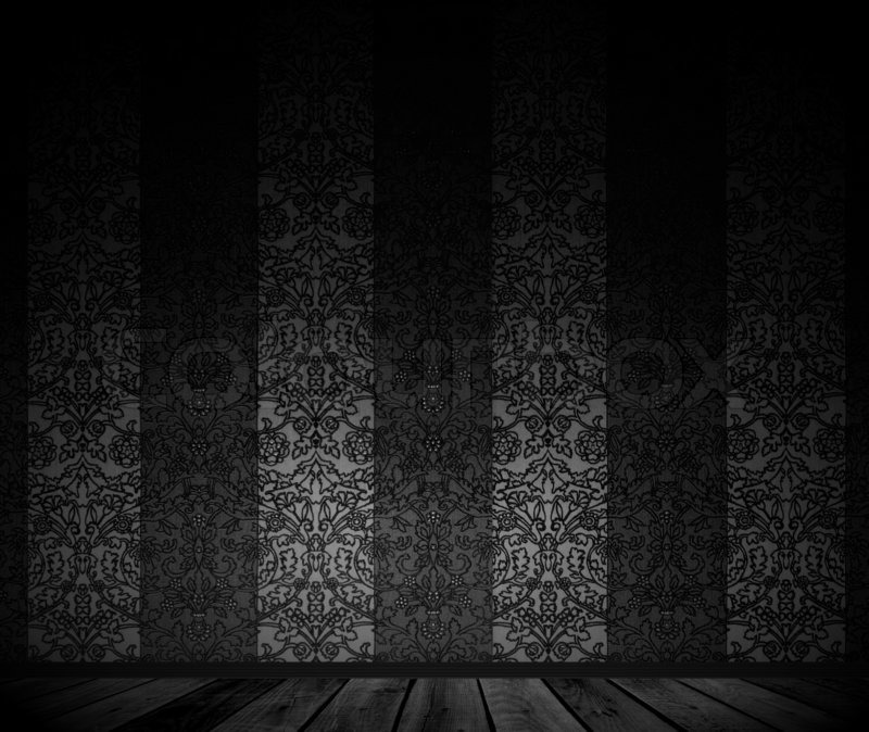 Dark Empty Room with Vintage Wallpaper | Stock Photo | Colourbox