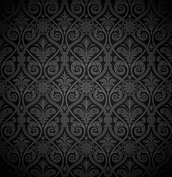XOOplate :: Black Vintage Damask Pattern Vector Background - Dark ...