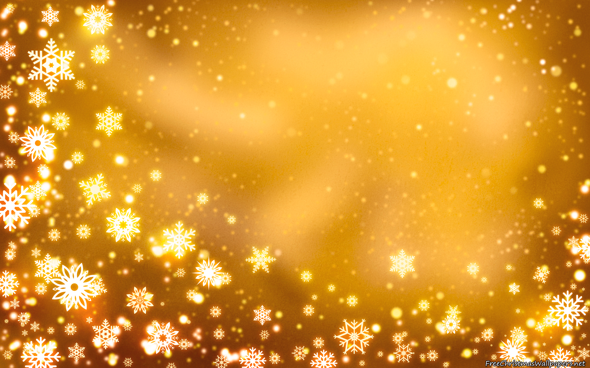 Yellow Christmas Background with Snowflakes Wallpaper