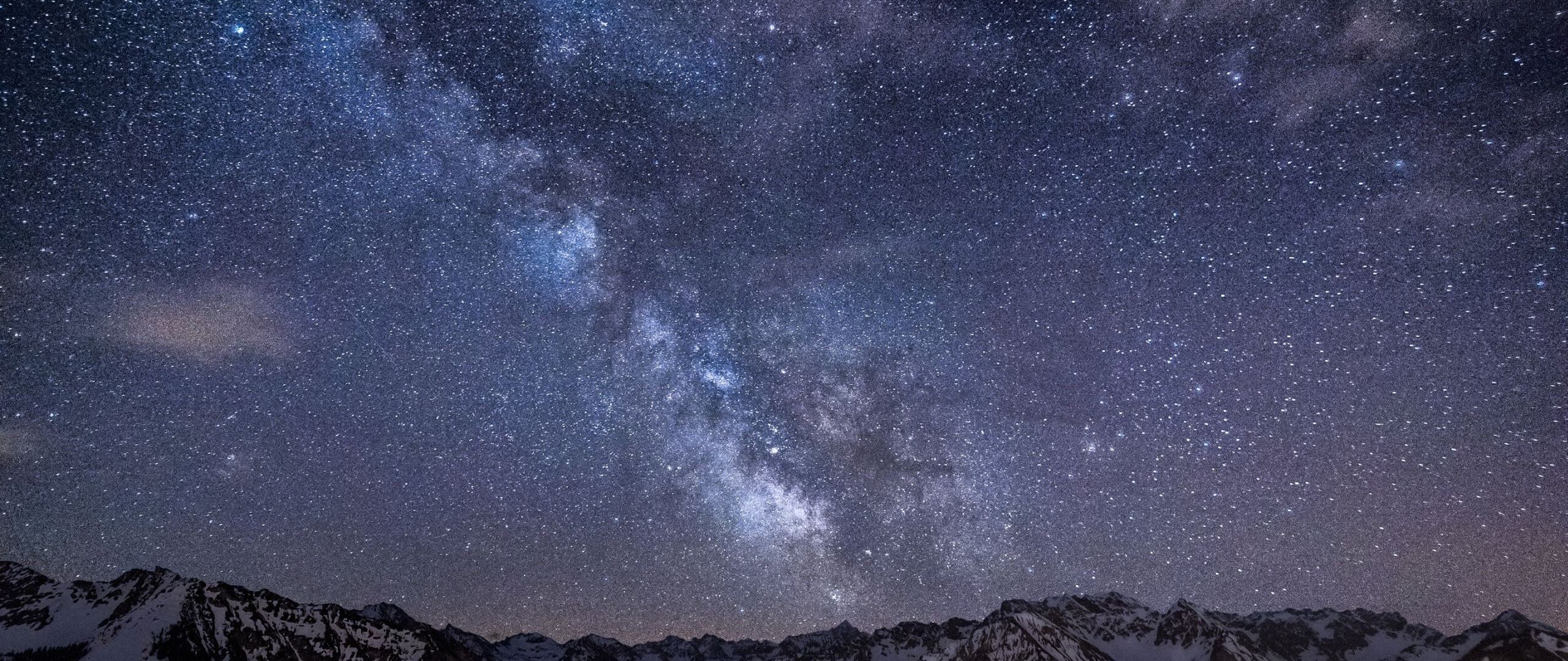 Download Wallpaper 2560x1080 Mountains, Night, Sky, Stars