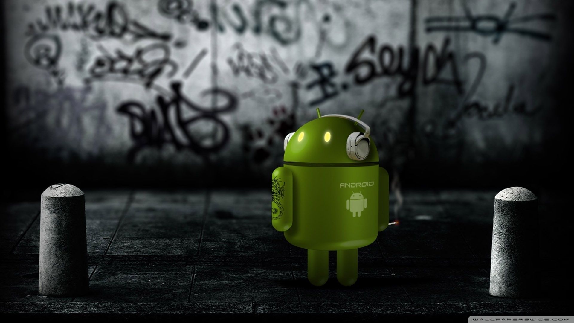 Android Robot Listening To Music Wallpaper Full HD [1920x1080 ...
