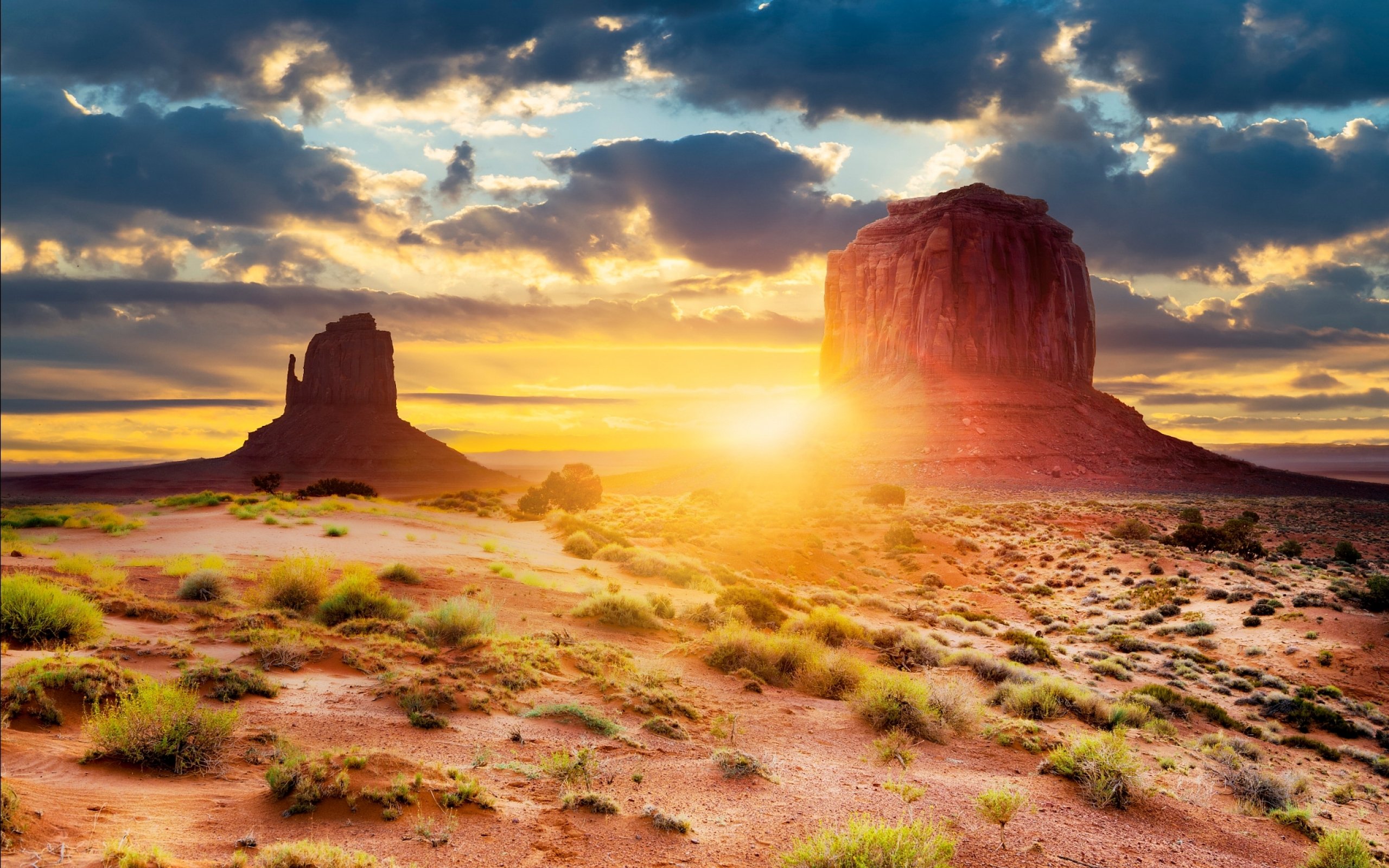 Clouds Landscape Navajo Utah Arizona Canyon Glow Sun Monument