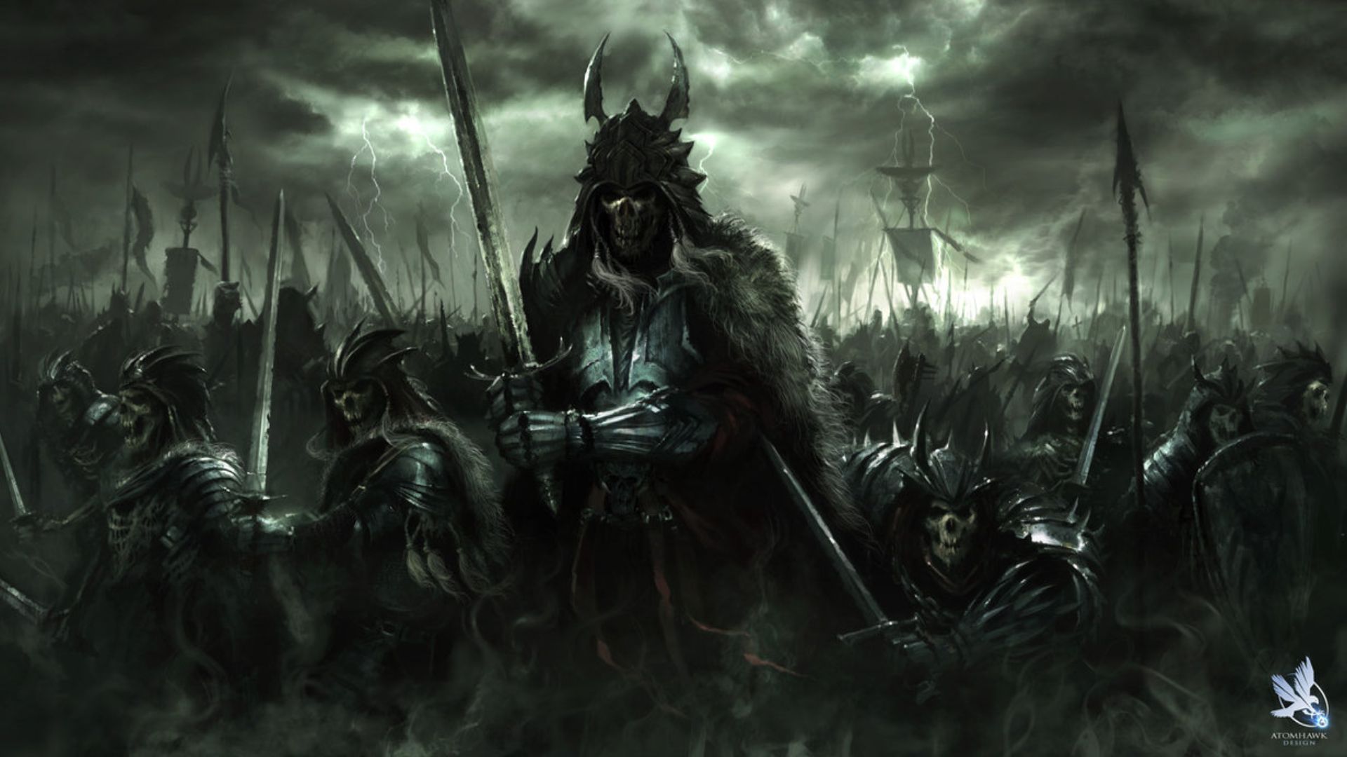 Fantasy art dark horror demon skull warrior wepons army wallpaper ...
