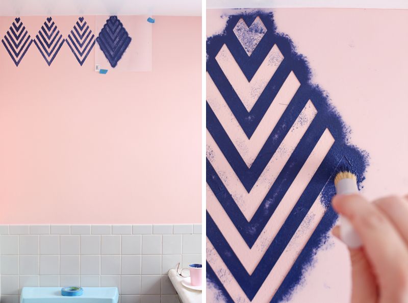 Create a Wallpaper Look with a Geometric Stencil - A Beautiful Mess