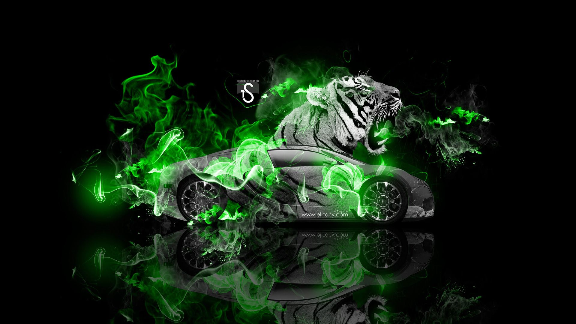 Bugatti Veyron Fantasy Tiger Fire Car 2014 el Tony