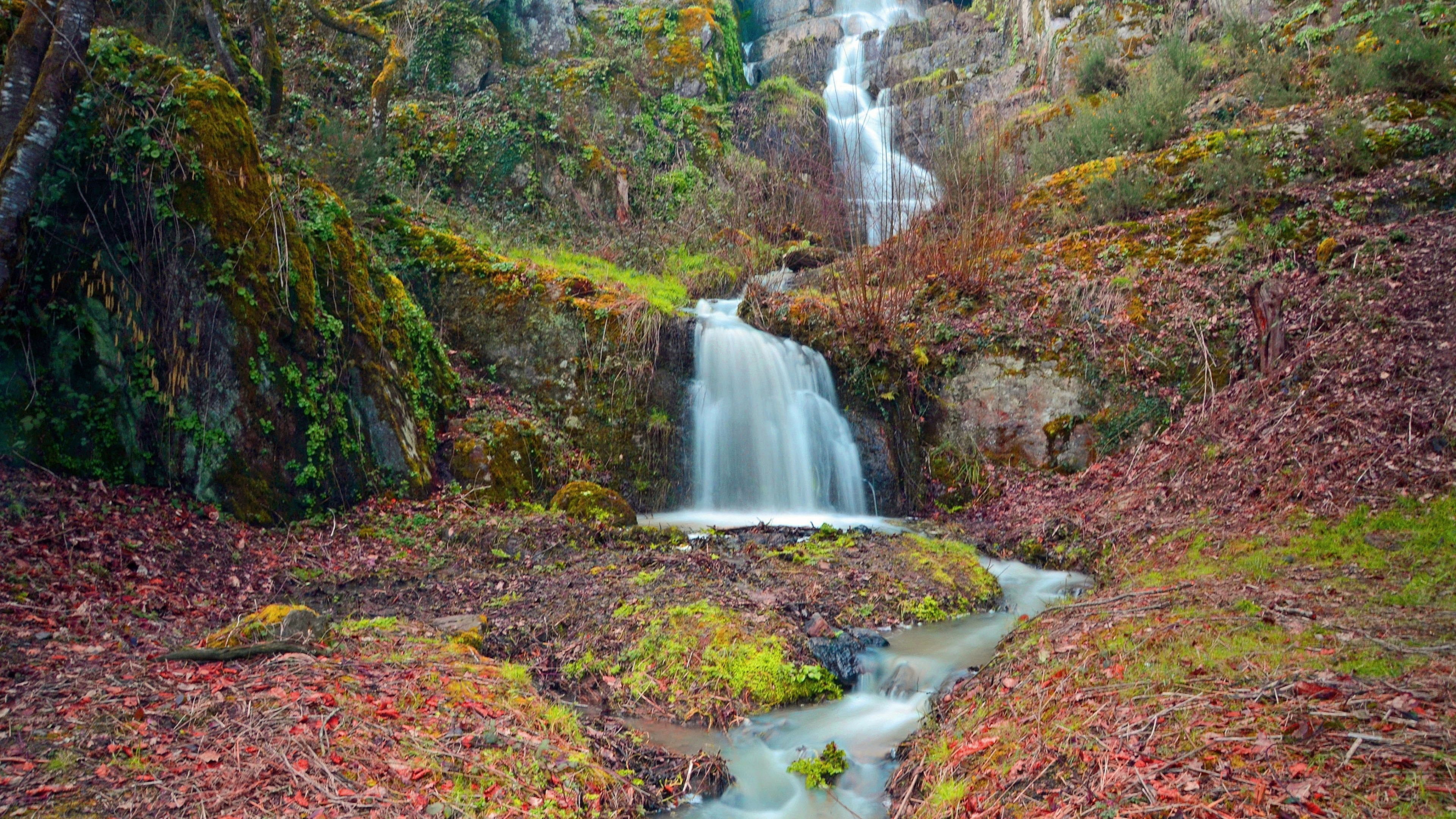 Download Wallpaper 3840x2160 Autumn, Mountain, River, Waterfall 4K ...