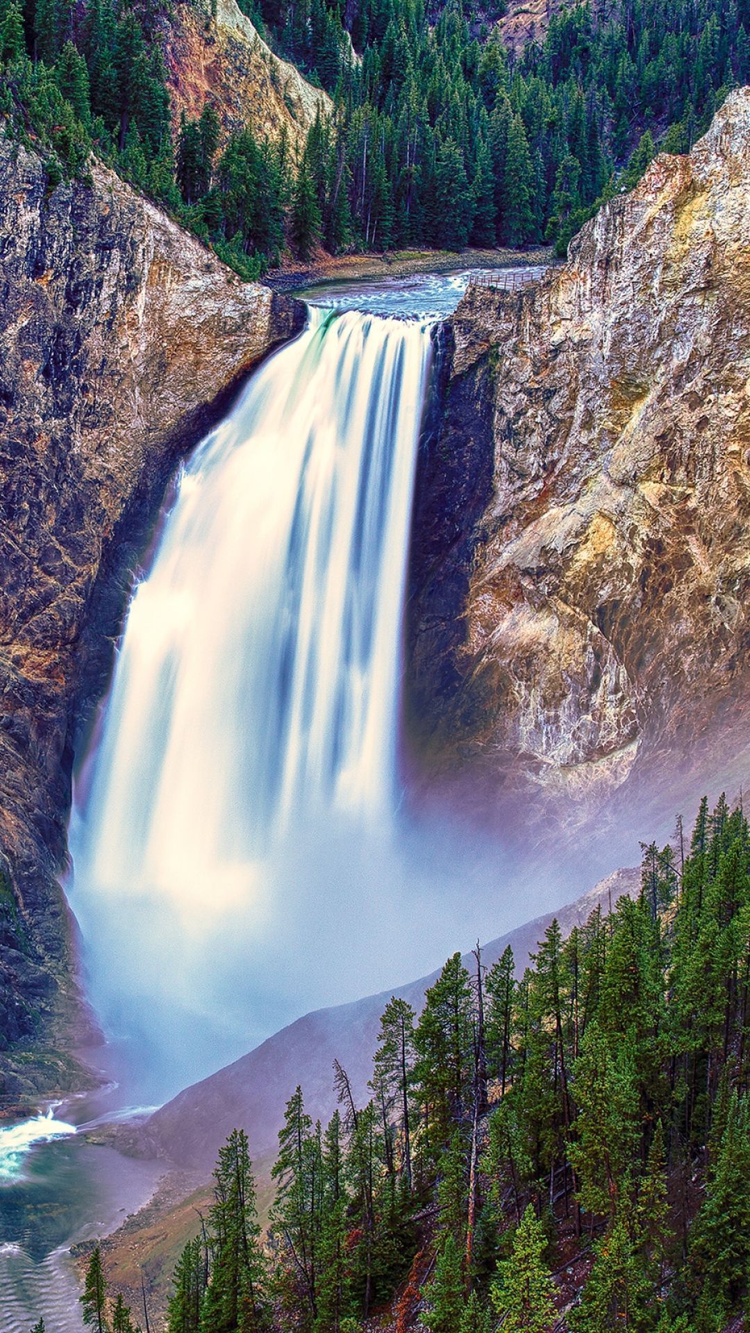 Download Wallpaper 1080x1920 Waterfall, Mountain, Beautiful Sony ...