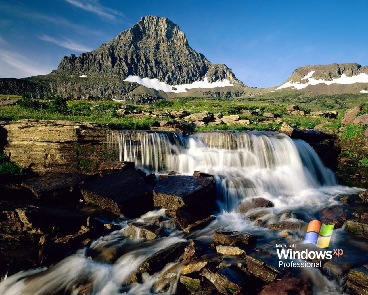 Waterfall in mountain free desktop background - free wallpaper image