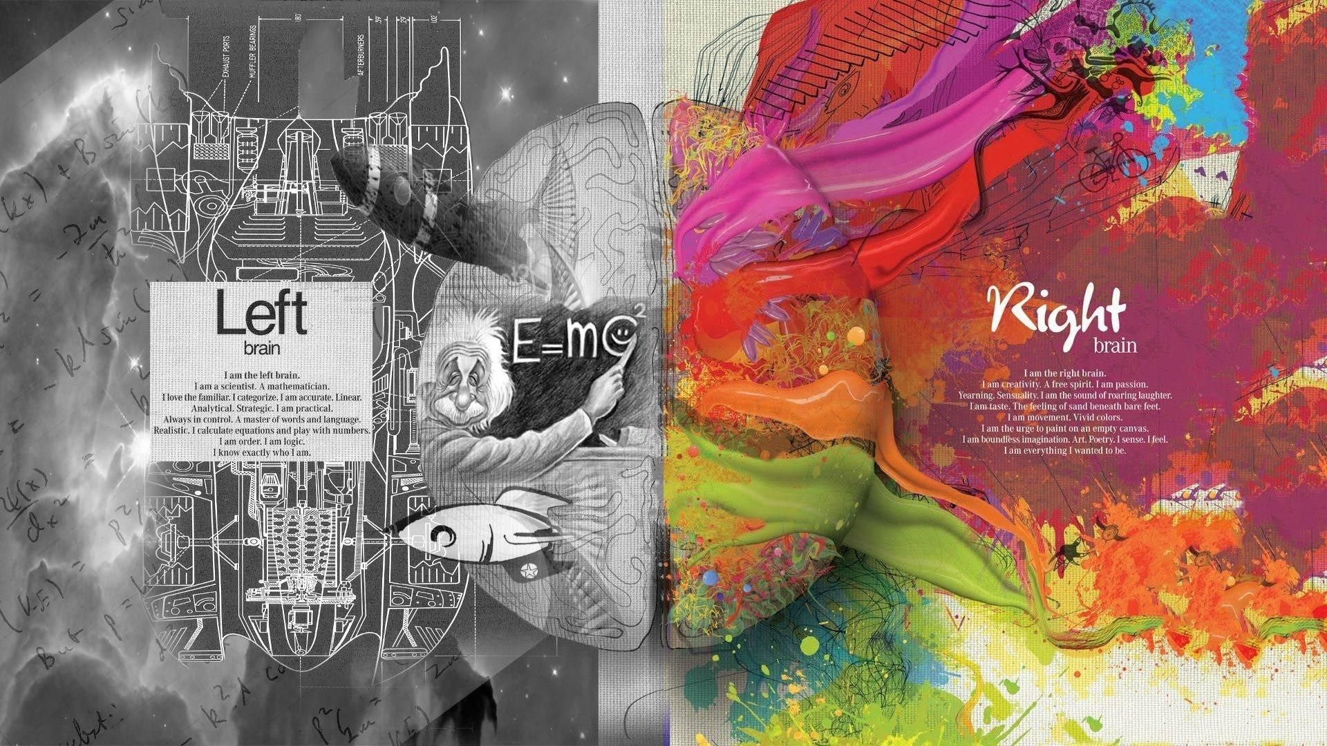 Science artistic artwork paint brain splatter hd wallpaper