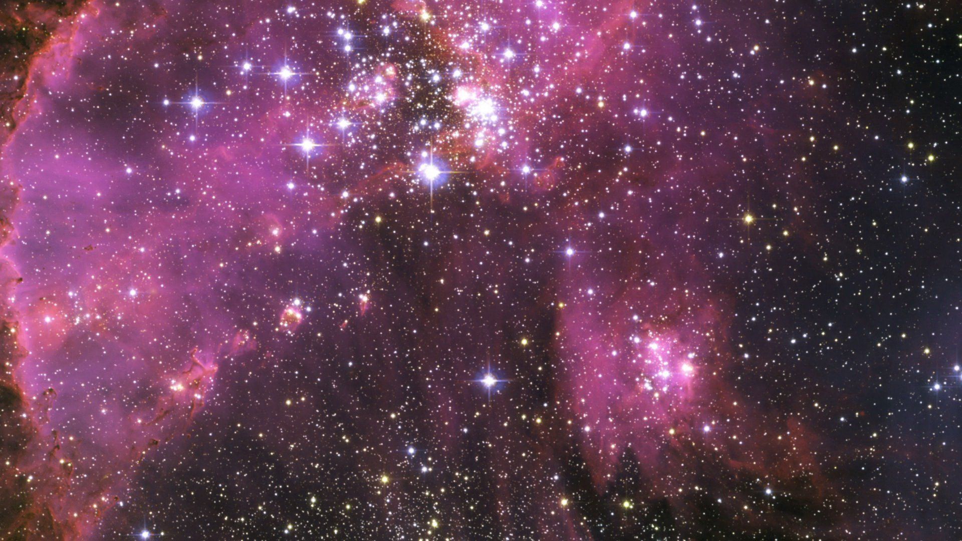 Outer space stars galaxies purple wallpaper 1920x1080 338165