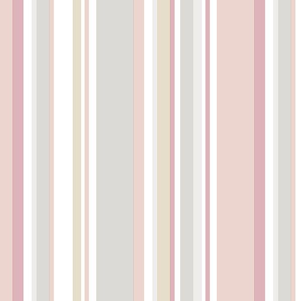 Light Gray, Pink and White Multi-Stripes Wallpaper