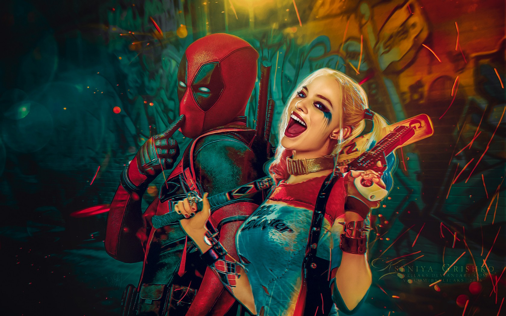 Deadpool and Harley Quinn wallpaper HD. Free desktop background ...