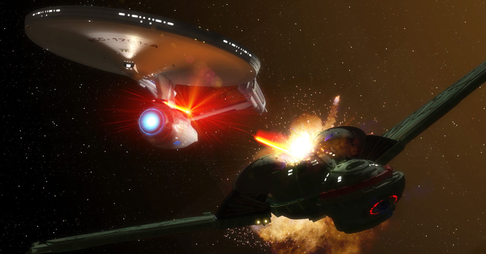 Enterprise Vs Klingon Space Battle Wallpaper | 2047x1073 | ID:47148