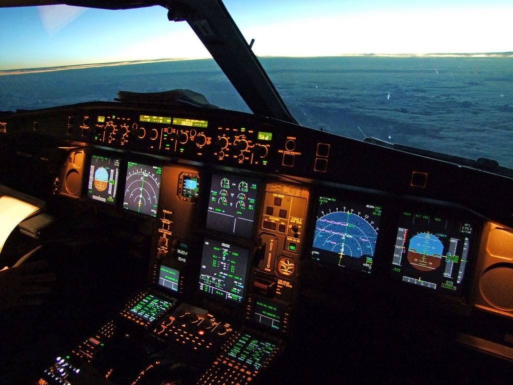 A330 300 cockpit illuminated