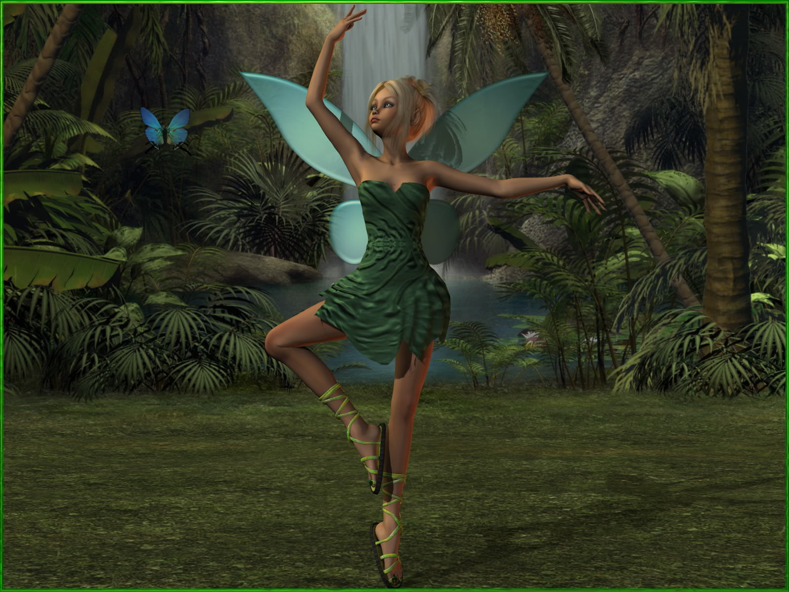 Tinkerbell And A Butterfly Dance A Duet - 1600x1200 Pixel ...