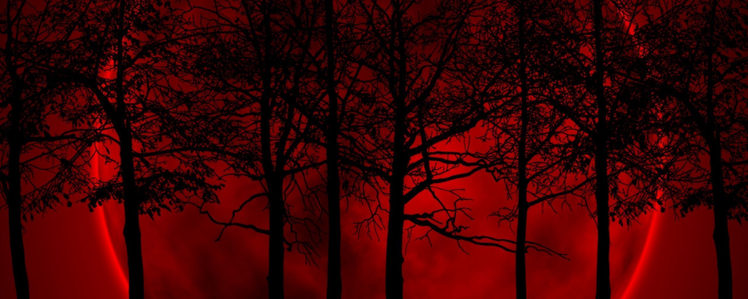 Download Wallpaper 2560x1024 Trees, Sky, Eclipse, Night, Blood ...