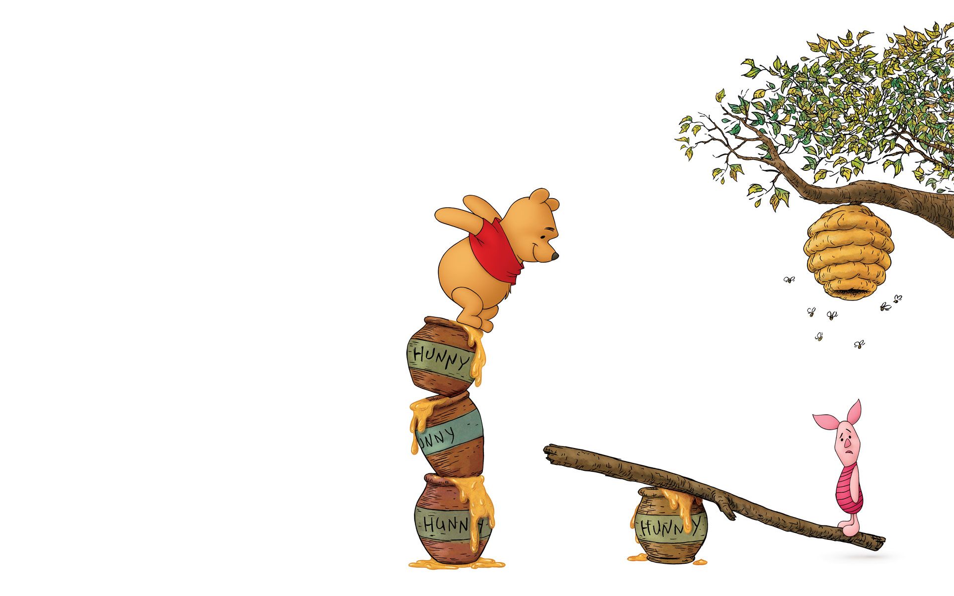 Piglet and Winnie the Pooh Desktop Wallpaper