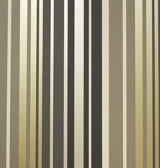Ramona Stripe Wallpaper in greys and gold