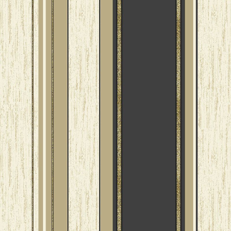 Vymura Synergy Glitter Stripe Wallpaper - Black and Gold