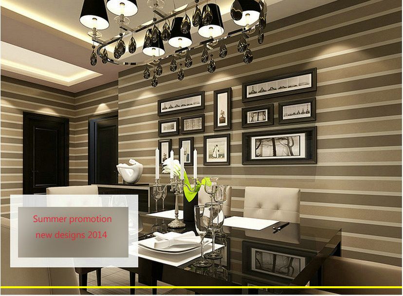 Aliexpress.com : Buy brown and gold striped wallpaper for wall ...