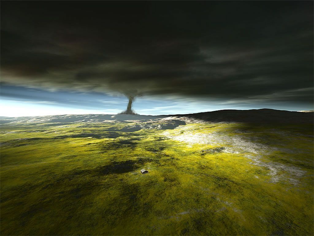 A dark tornado bursts upon green plain - Nature Wallpapers - Hi ...