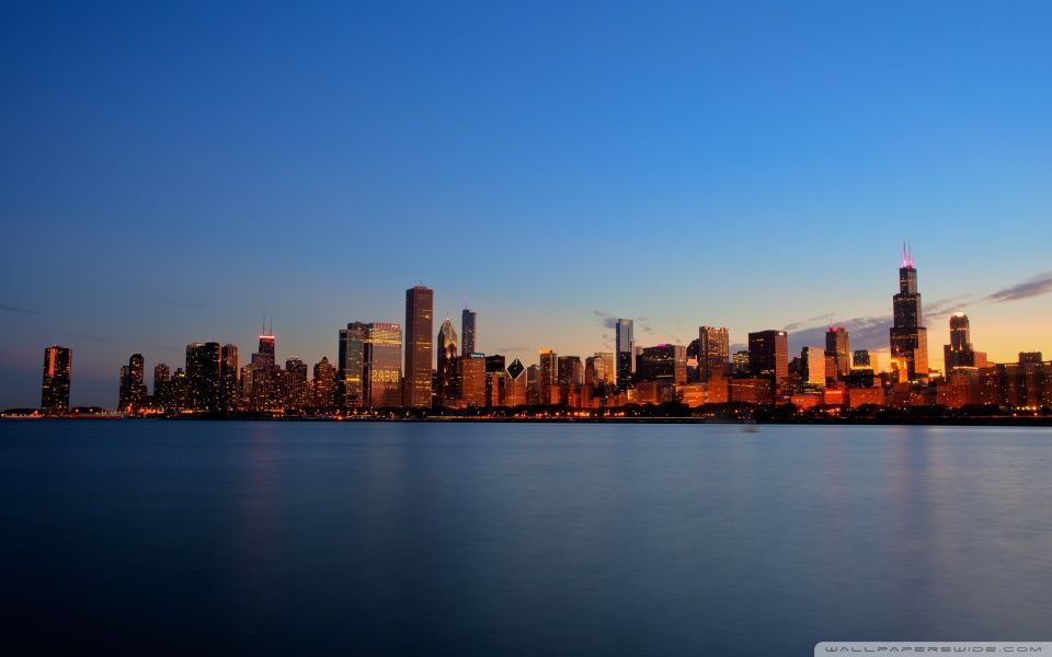 Chicago Skyline Night HD desktop wallpaper : High Definition ...