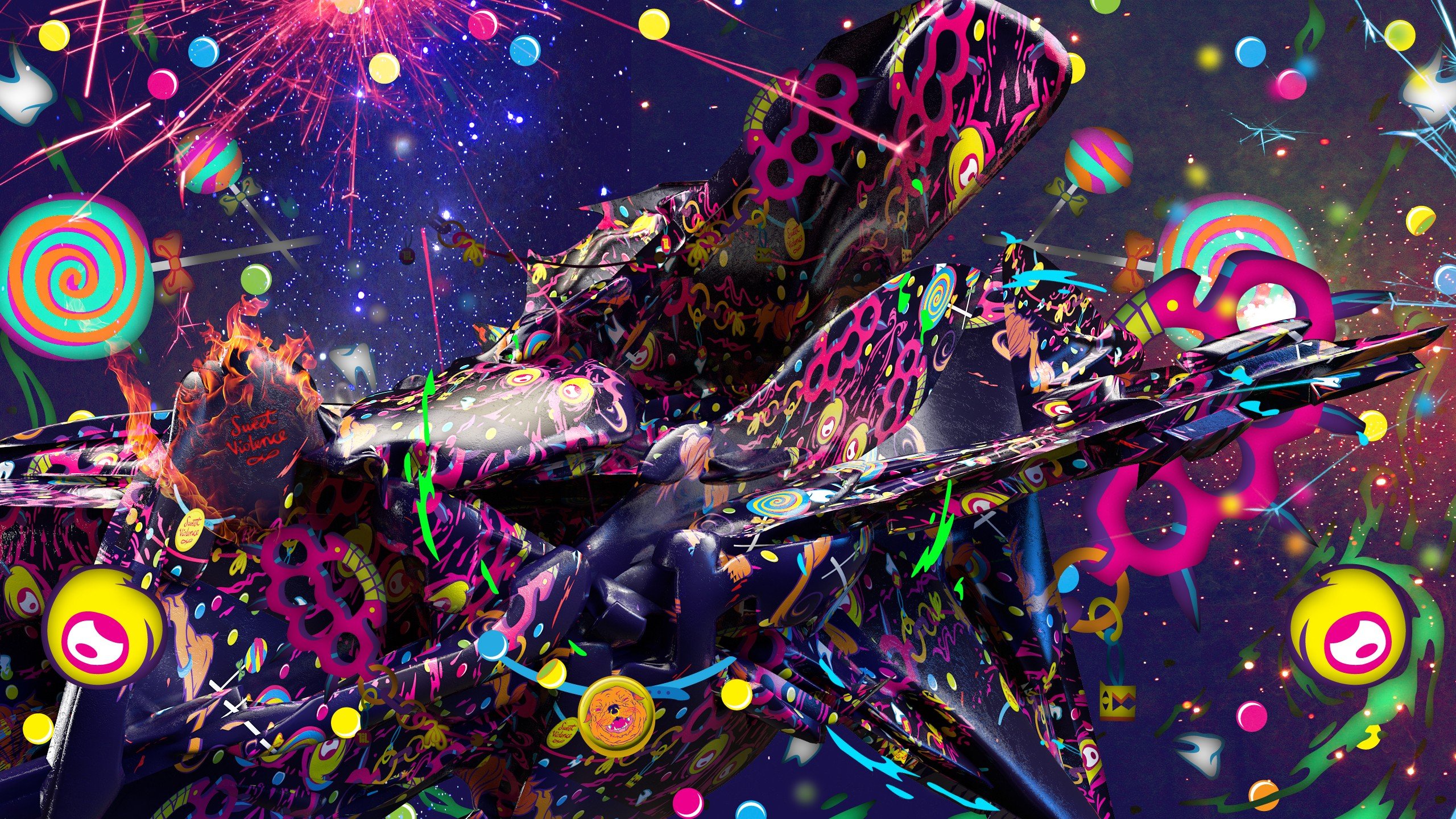 Abstract multicolor psychedelic digital art wallpaper 2560x1440