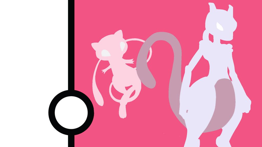 Mewtwo and Mew Minimalist Wallpaper by Narflarg on DeviantArt