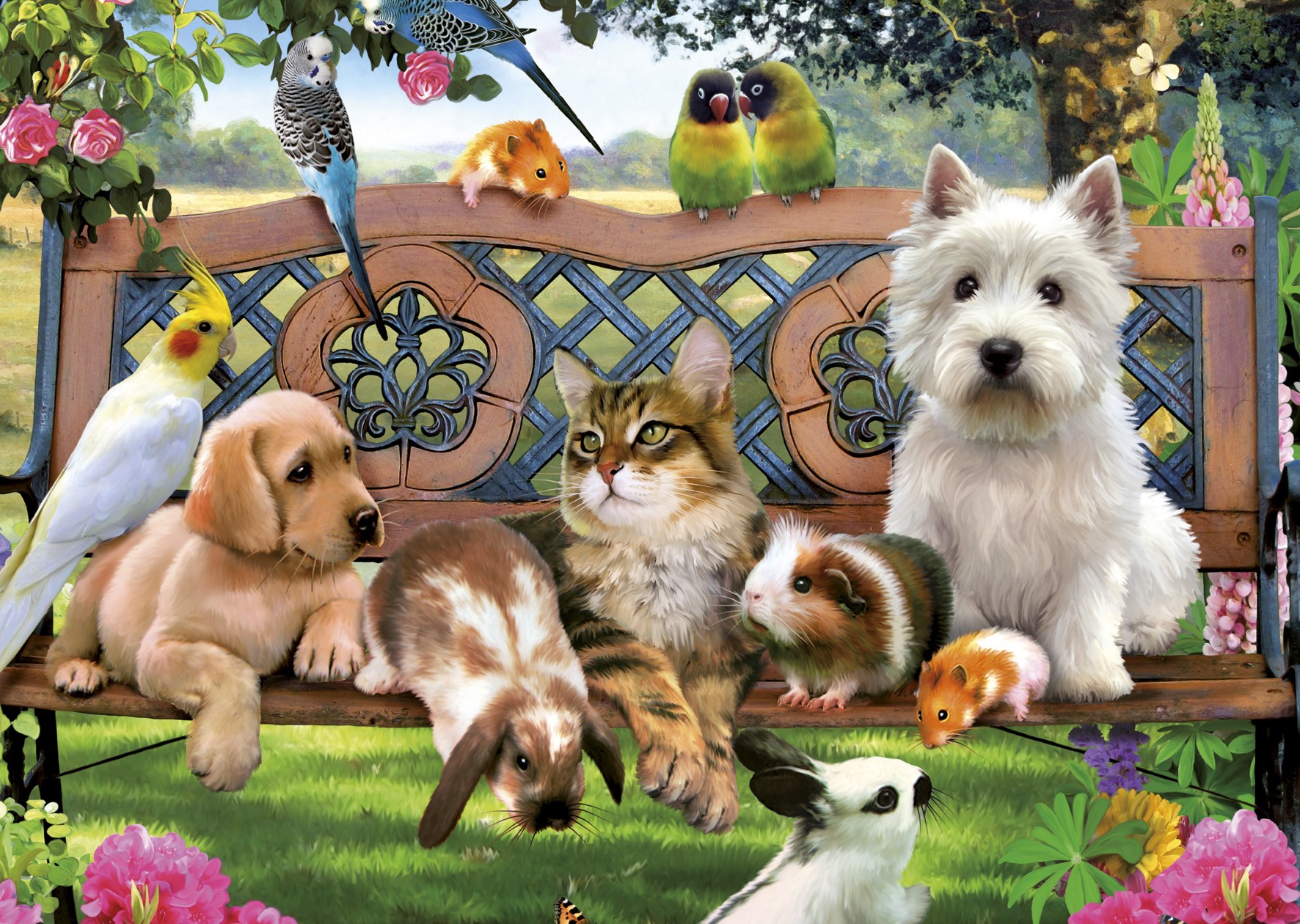 Friends Cats Birds Dogs Animals Rabbit Hd Wallpaper #1432219. Dog ...