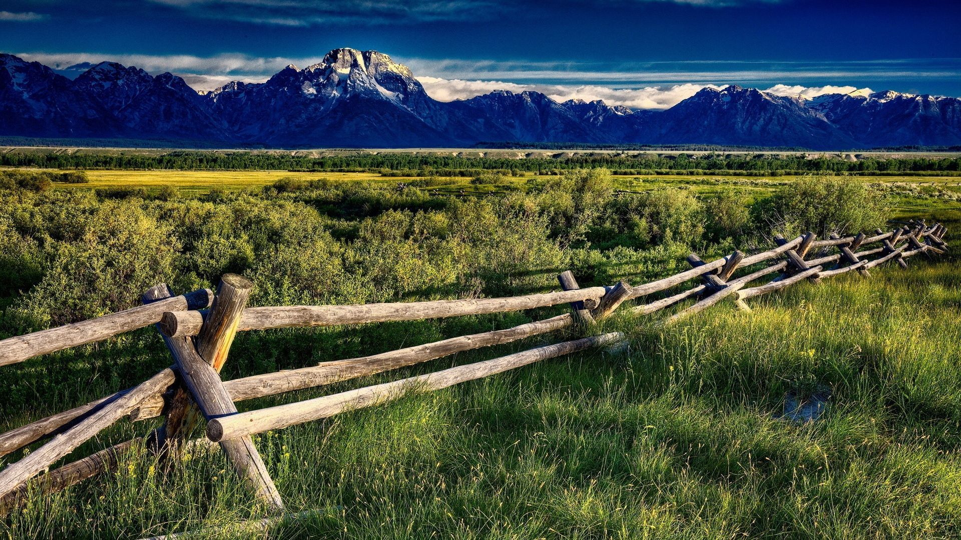Download Wallpaper 1920x1080 Protection, Fence, Mountains, Fields ...