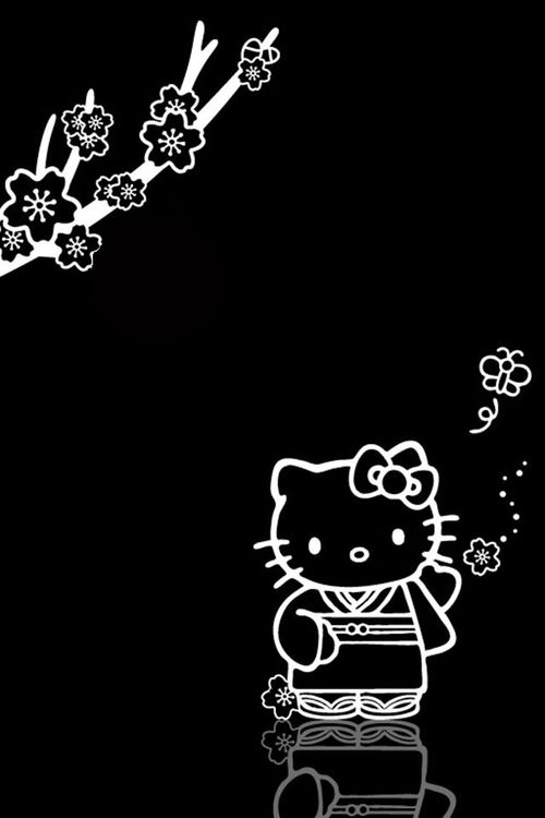 Hello kitty in black and white contrast | We Heart It | line ...