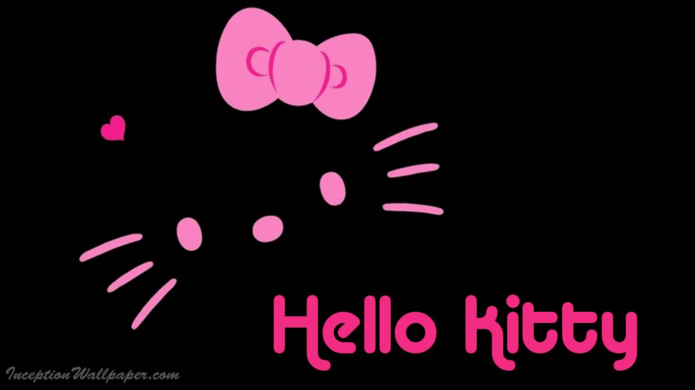 Обои hello. Хелло Китти черная и розовая. Hello Kitty обои. Хелло Китти на черном фоне. Черные лапки на розовом фоне.