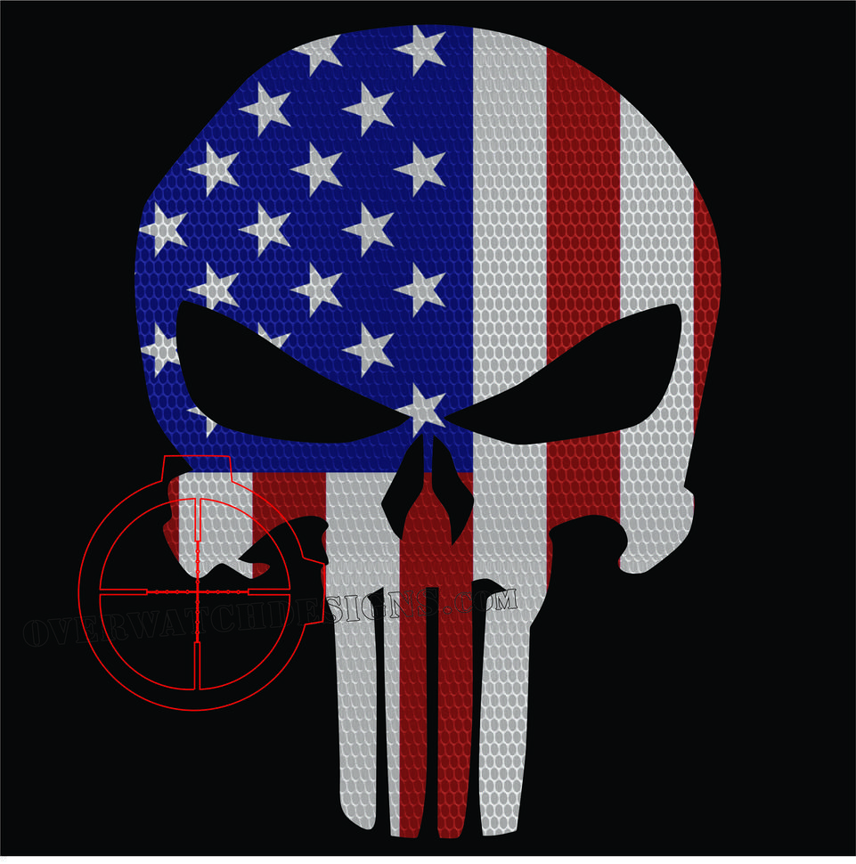 Punisher Skull American Flag Decal Sticker