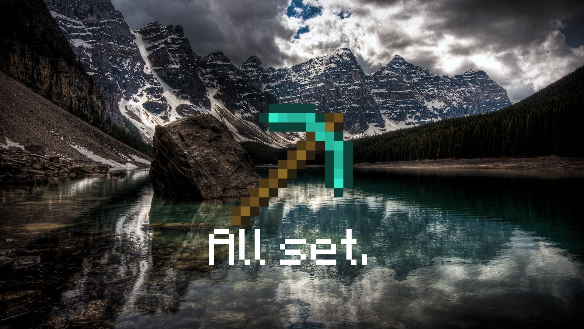 Download Wallpaper 1920x1080 Minecraft, Mountains, River, Forest ...