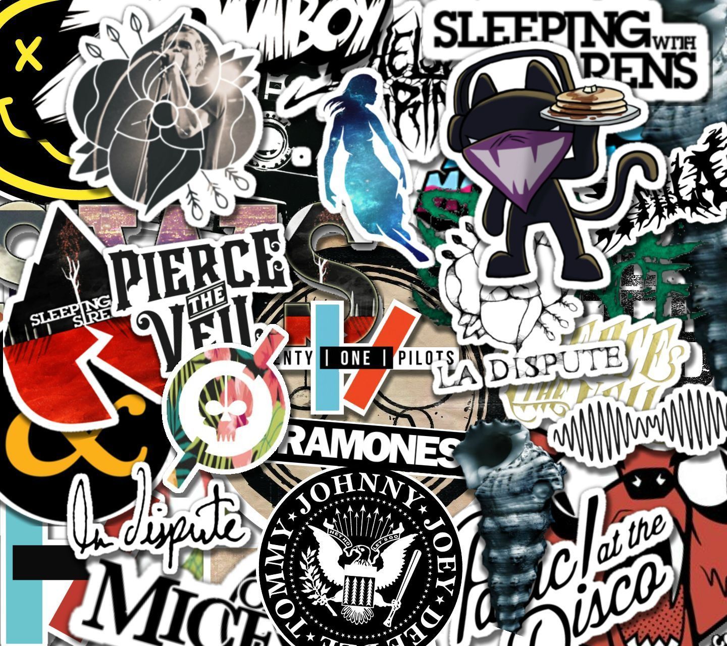Band Stickerbomb Wallpaper 1440x1280 phonewallpapers