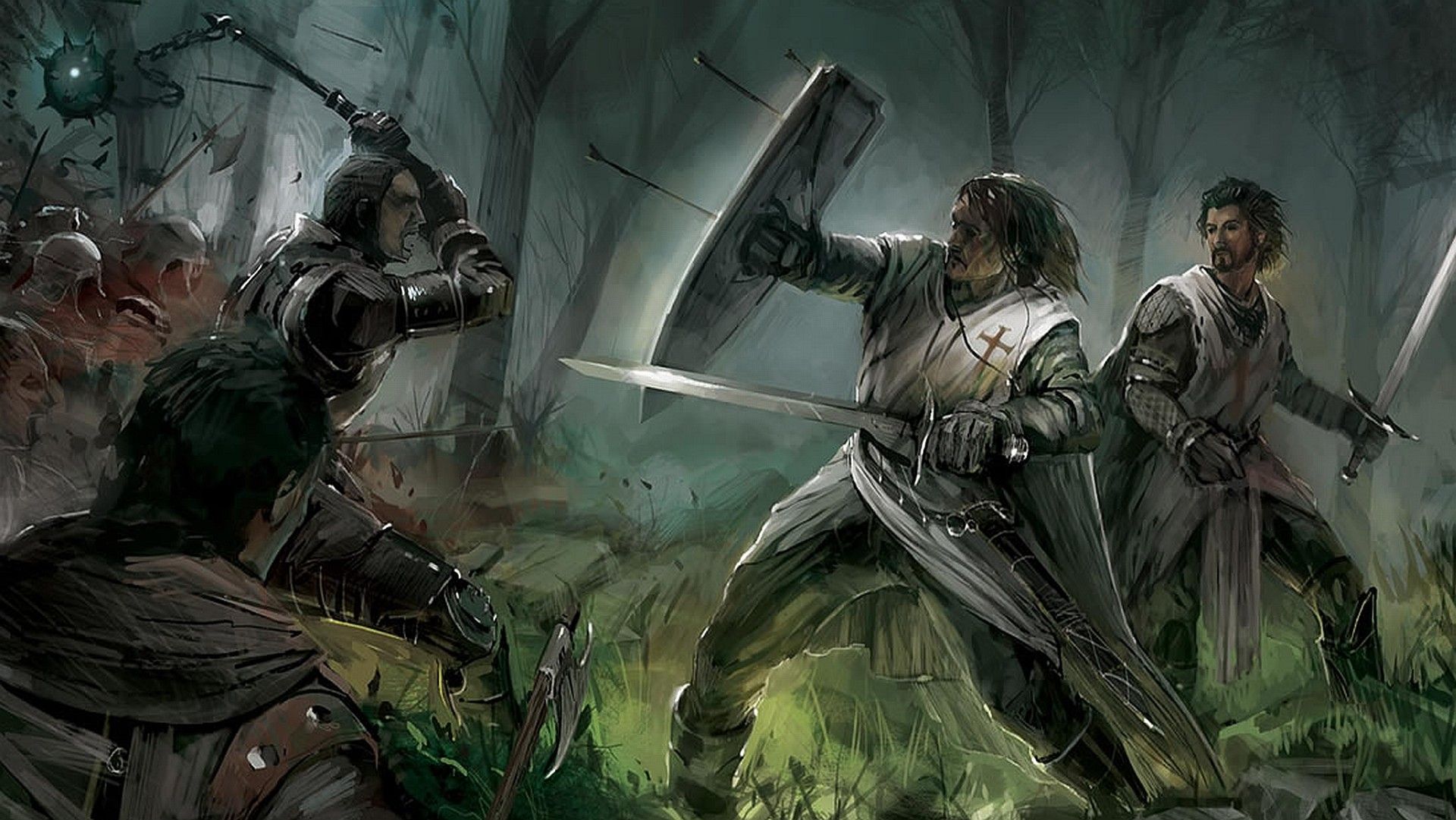fight, knights, warriors, Templars, medieval :: Wallpapers