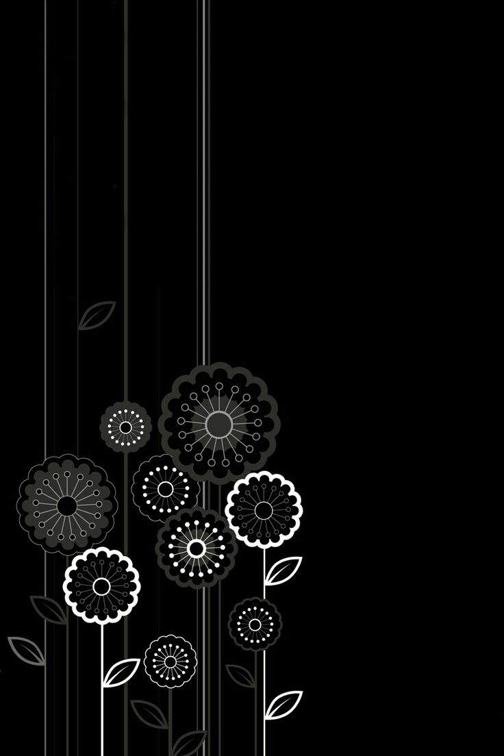 Black Cartoon Flowers And Lines Android Wallpaper | Fondos ...