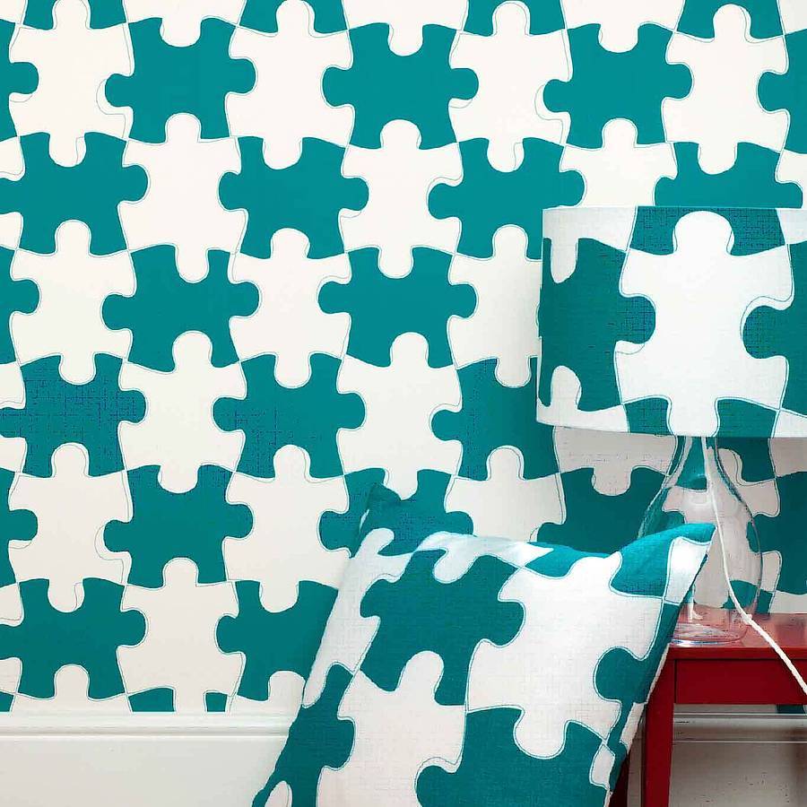 puzzle pieces wallpaper by paperboy wallpaper | notonthehighstreet.com