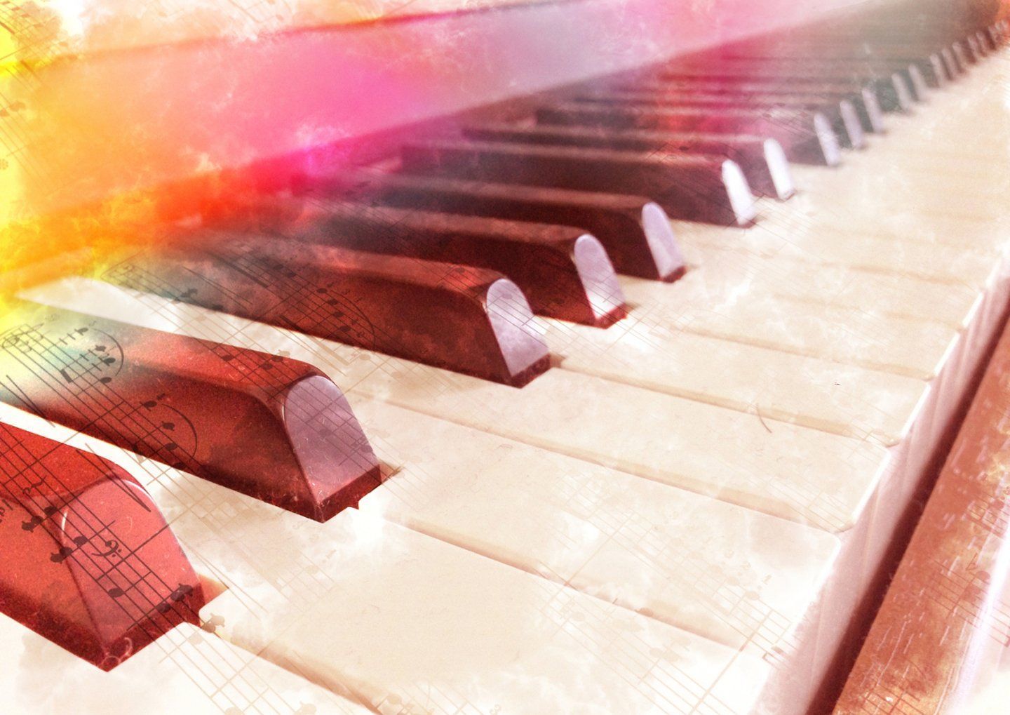 Piano desktop light rainbow music yellow pink wallpaper ...