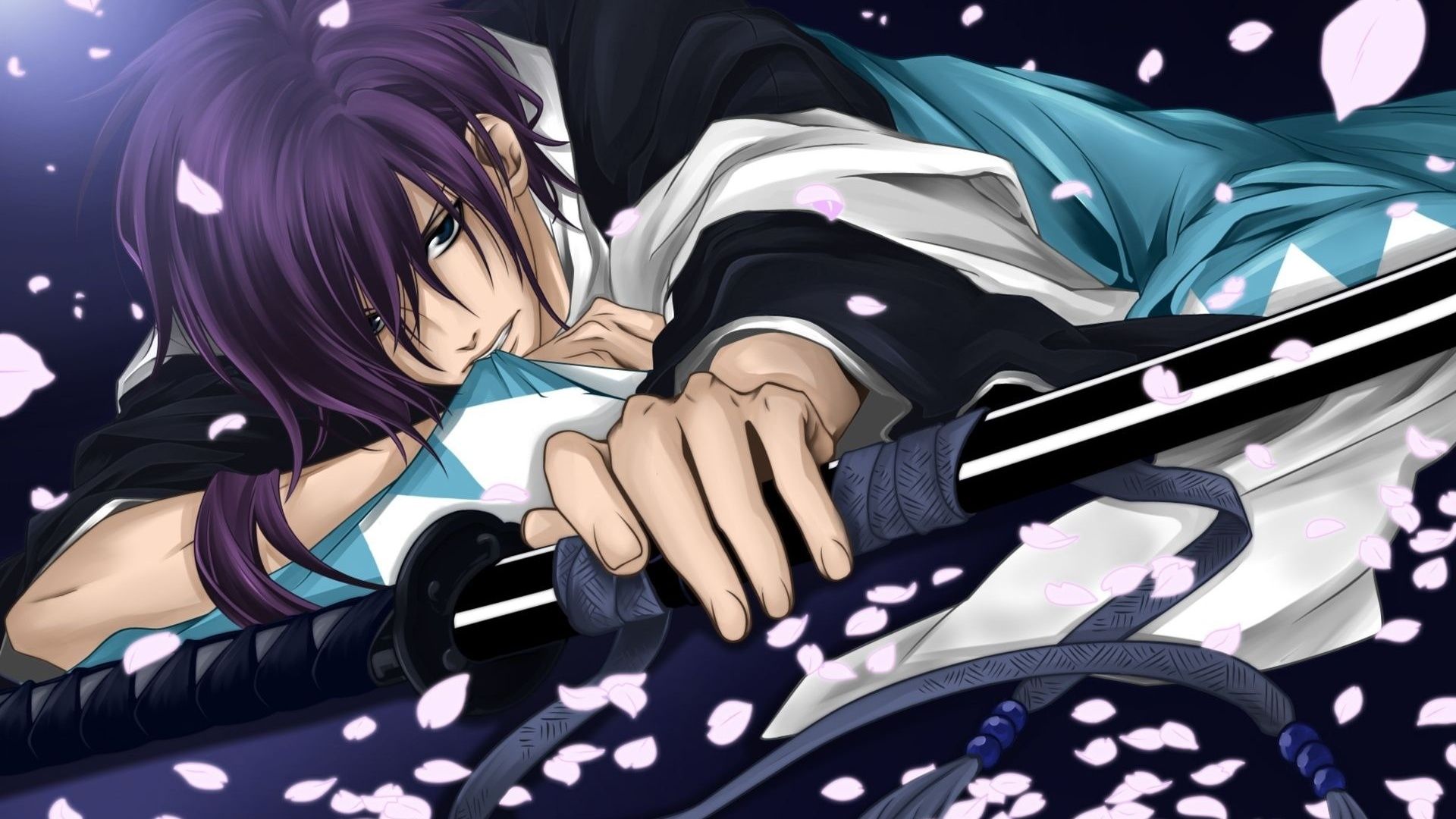 1920x1080 the sword, anime, guy, petals Wallpapers and Pictures 67073