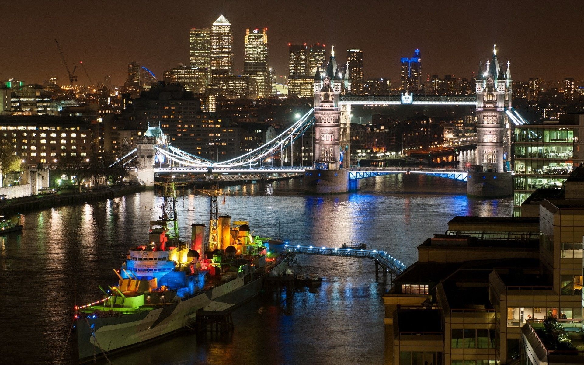 Night London and Tower Bridge Desktop Wallpaper | HD Desktop Wallpaper