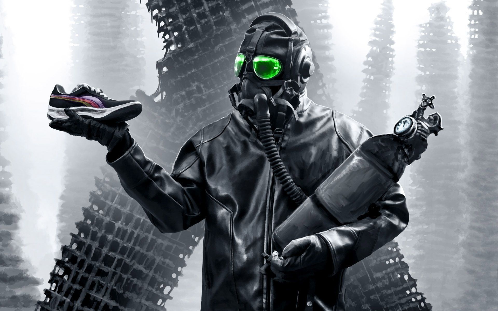 Post Apocalyptic Soldier With A Sneaker Wallpaper WallDevil