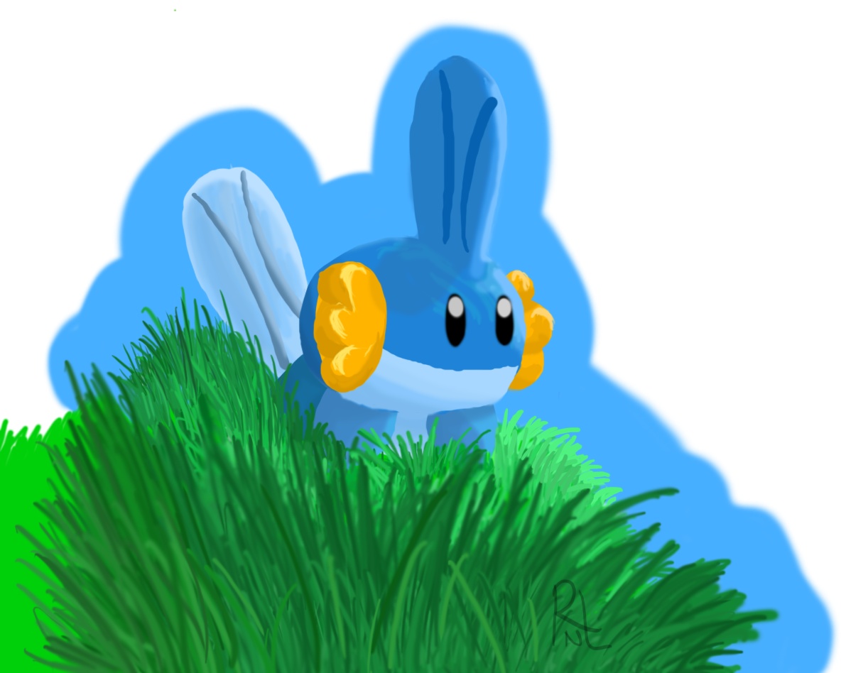 a mudkip. with a BACKGROUND by dragonPo on DeviantArt
