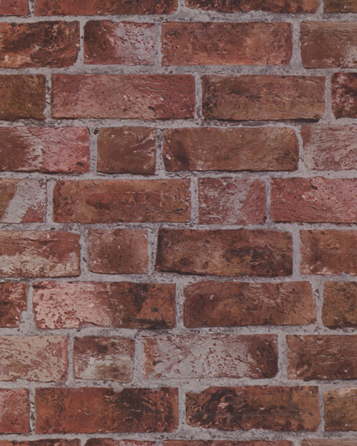Red Brick Textured Wallpaper - Rustic - Wallpaper - houston - by