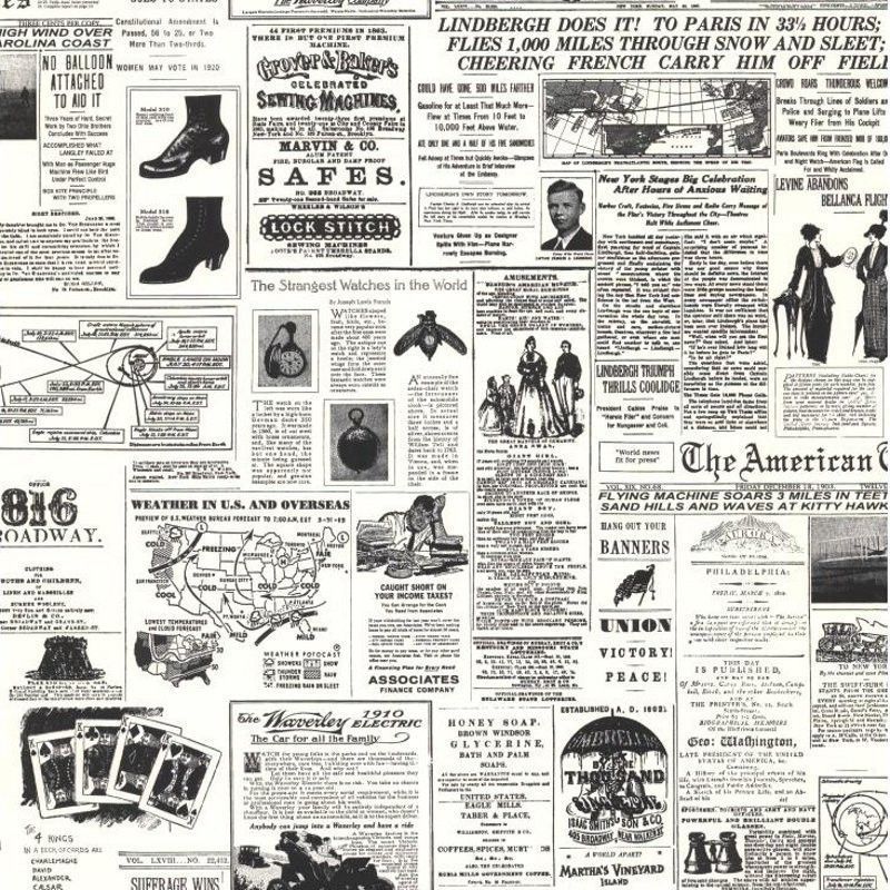 Vintage Newspaper Print Wallpaper - Discount Wallcovering